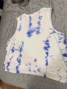 lululemon athletica White Tank Top with Blue Tie-Dye